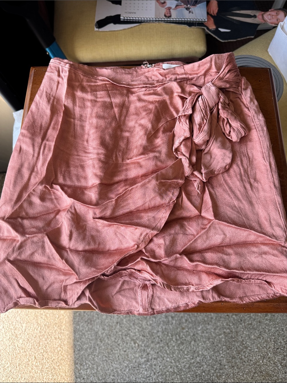 Mustard Seed Dusty Rose Tie-Waist Ruffle Mini Skirt
